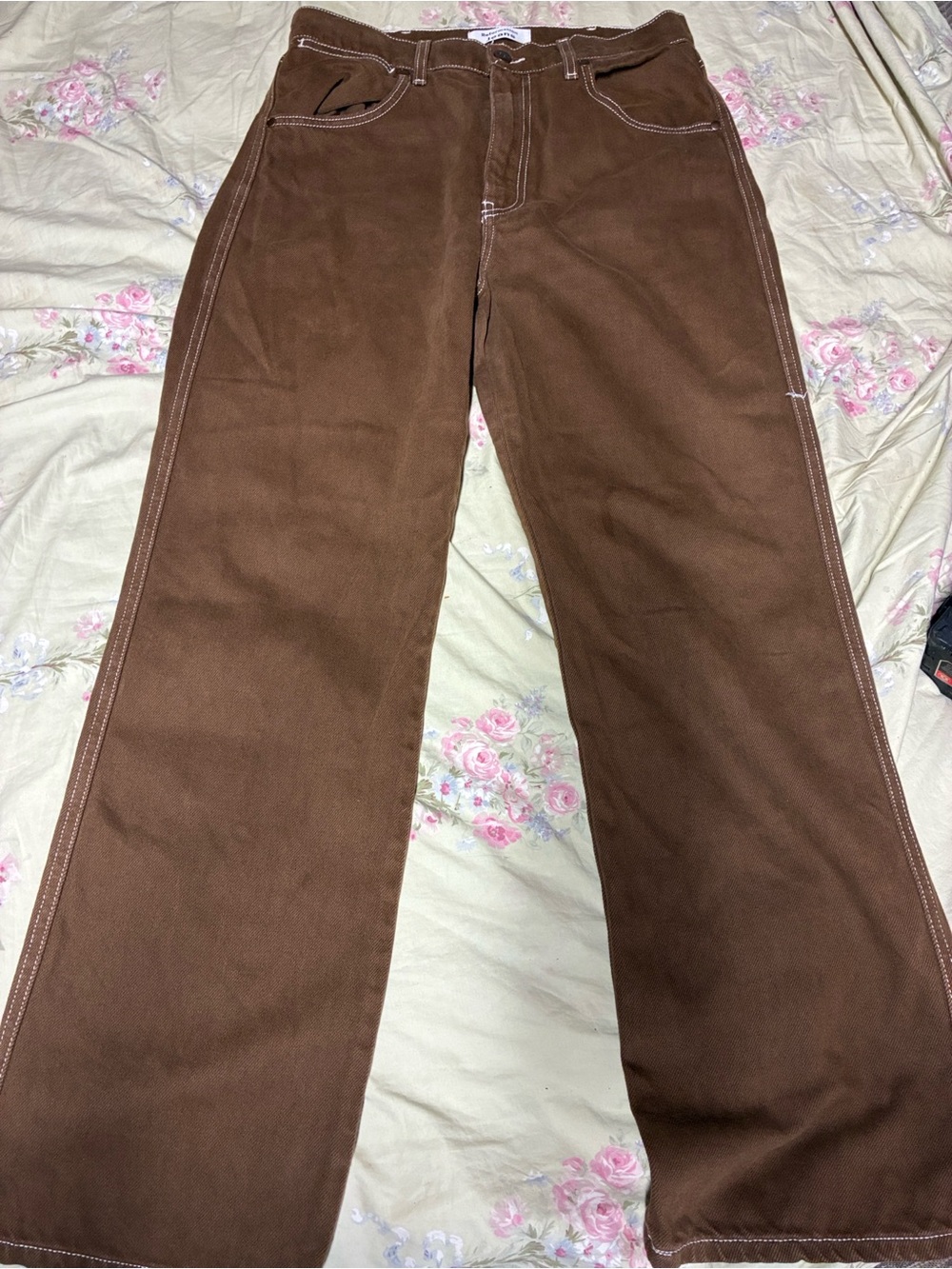 Reformation chocolate High-Rise Wide-Leg Jeans cowboy